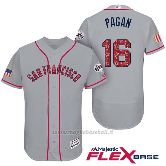 Maglia Baseball Uomo San Francisco Giants 2017 Estrellas y Rayas Angel Pagan Grigio Flex Base